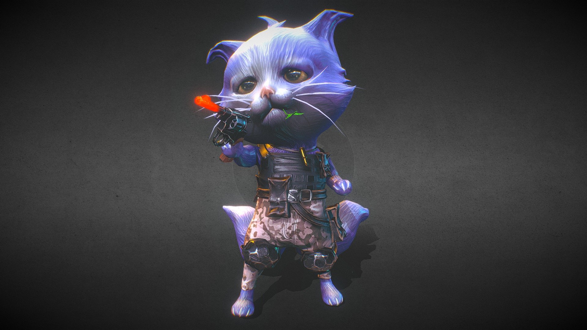 这是一只猫战士，身经百战的他无惧任何挑战，他的眼里只有胜利，没有失败！不同于其他的英雄，机敏的作战风格是他惯用的套路
This is a cat warrior, experienced he is not afraid of any challenge, his eyes only victory, no failure! Unlike other heroes, agile fighting style is his usual routine
 - Cat Warriors - Download Free 3D model by Hipuff (@Paofu) 3d model
