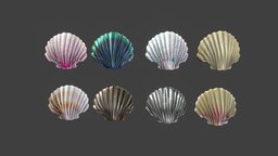 Scalloped Seashell Nipple Covers , girls, cover, top, shell, clothes, mermaid, seashell, womens, bra, wear, tits, nipples, scalloped, pbr, low, poly, female, fantasy, sea