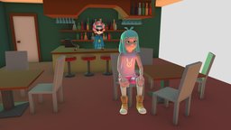 Animated Talking Cartoon Characters Bar Scene