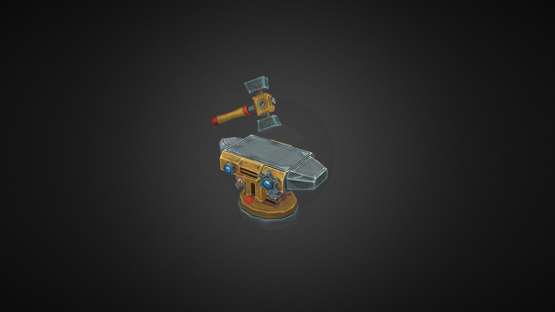 Model of an anvil and hammer done for the CGMA Stylized Game Assets course, taught by Ashleigh Warner.
The task was to concept, model and texture a game asset. The concept I created was of a possible racial ability for the mechagnomes - an ability to summon an anvil anywhere! - CGMA Week 4 - Prop model and texture - 3D model by Mateus Schwaab (@Mehrus) 3d model