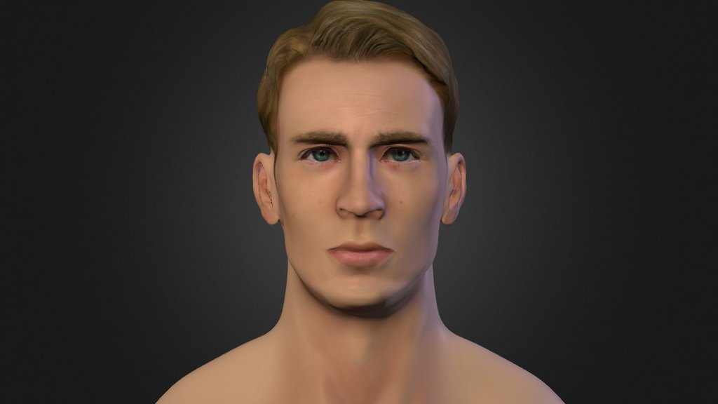 Hello there! This is my first model uploaded to Sketchfab,
I was intended to make a Chris Evans head sculpt,
the style was referenced to the film Captain America:The first avenger (2011),
and I used Maya and Mudbox to sculpt it,
hope you like it :) - Chris Evans Head Sculpt (Captain America) - 3D model by kkman27522 3d model