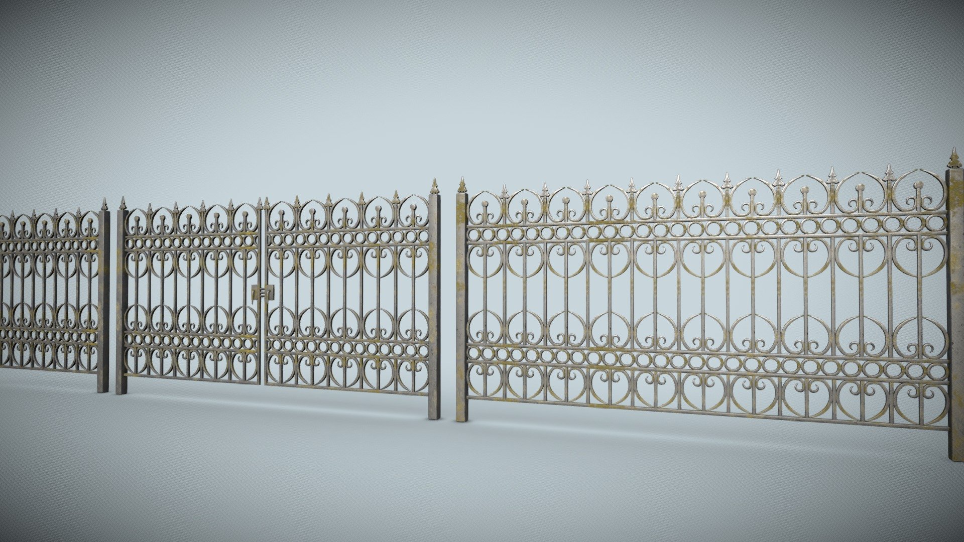 Gate and fence Metal Art JPEG PNG low-poly game ready 3D  Polygons 46706 Vertices 46299 half of a large section of fence Polygons 23645 Vertices 23444 two section gate Polygons 47682 Vertices 47275 - Gate and fence Metal Art low-poly game ready 3D - Buy Royalty Free 3D model by Svetlana07 3d model