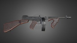 Thompson submachine gun (game ready) rifle, battlefield, thompson, mafia, automatic, callofduty, submachinegun, weapon, gun