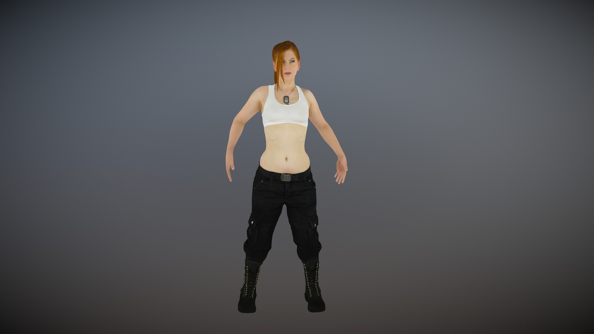 Woman MMA Fighter &amp; Mercenary in A pose - Woman MMA Fighter & Mercenary - 3D model by amit3d 3d model