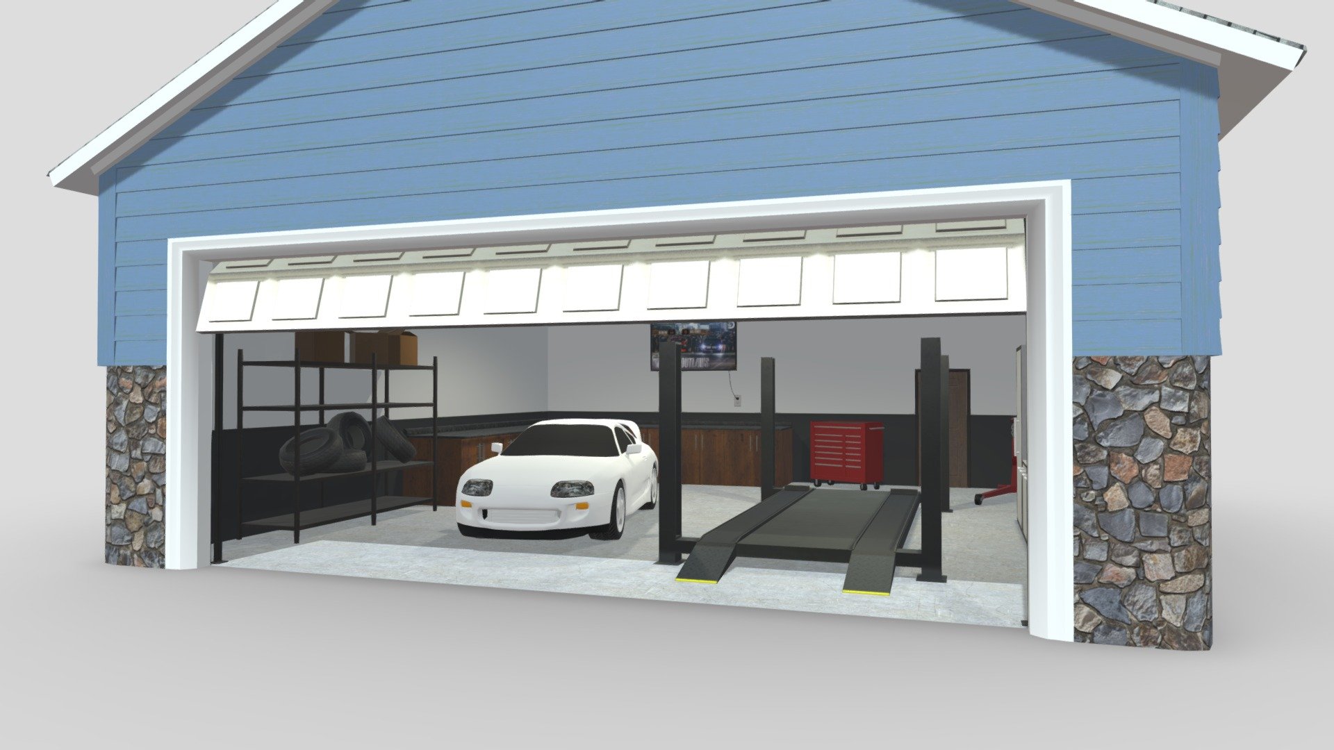 Garage Scene - Download Free 3D model by cbrown70 3d model
