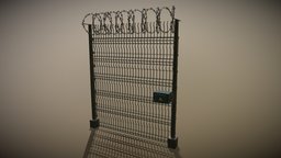 Barbed Wired Electrified Fence fence, green, electricity, shock, wire, barbed, barbedwire, electrified, game, lowpoly, low, steel