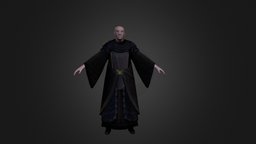 Medieval Old Man 01 wizard, monk, priest, mid-poly, scholar, blender, male