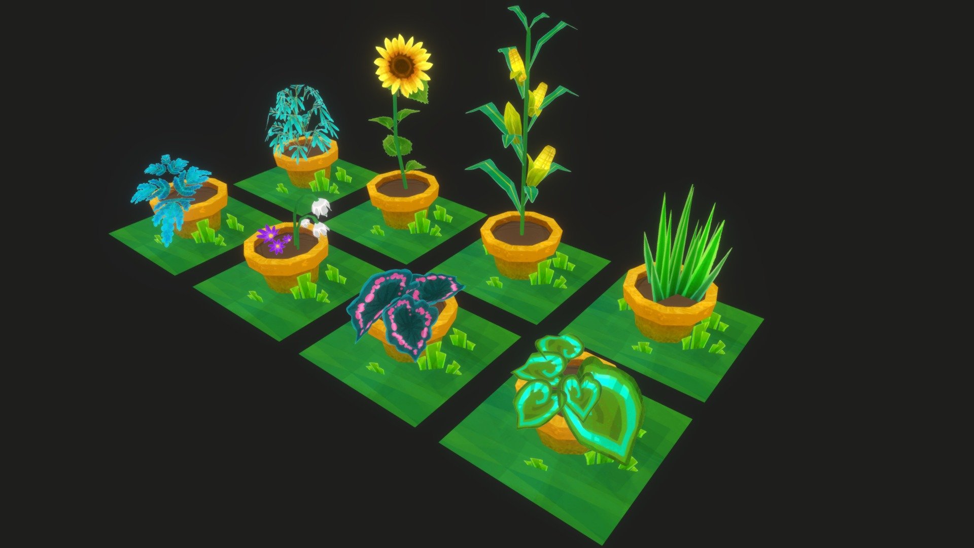 I love the corn one the most haha. Hope you guys like it! - Stylized plants low poly model - Buy Royalty Free 3D model by judymoonchu 3d model