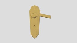 Art Deco Style Door Handle Brass modern, plate, element, key, lock, module, classic, handle, metal, minimalist, kitbash, fittings, locking, knob, levers, 3d, design, house, wood, plastic, interior, door