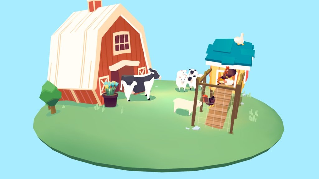 A WIP test scene for some game assets I made over the past couple of months.

Big update with new animals and a barn^^
Animation is still a work in progress, but I do have https://skfb.ly/68AW7 uploaded to Sketchfab for your entertainment :)

And. I edited the VR settings for the first time so check that out if you can! - Farm - 3D model by vertexcat 3d model