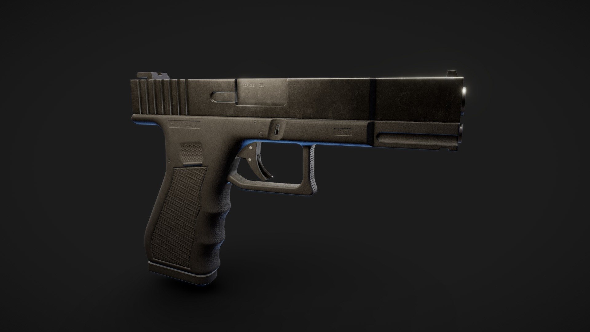 My recreation of the Glock 19. I made it last summer 2023 while learning to use Plasticity for the first time. There are a lot of changes from the original design because when I started the project, I didn't have in mind to model the gun exactly the same, it was more of a learning exercise. But in the end I wanted to finish it and texturize the result to see how this new software would adapt to my workflow, giving this as a result. On the other hand, I tried to keep the geometry with a quad-based topology, it's always a challenge to generate a mesh with perfect loops. But at the end of the project I used tris to close parts. Although the mesh may not be optimal for a game engine, it serves its purpose as a valuable learning exercise rather than a production-ready asset 3d model