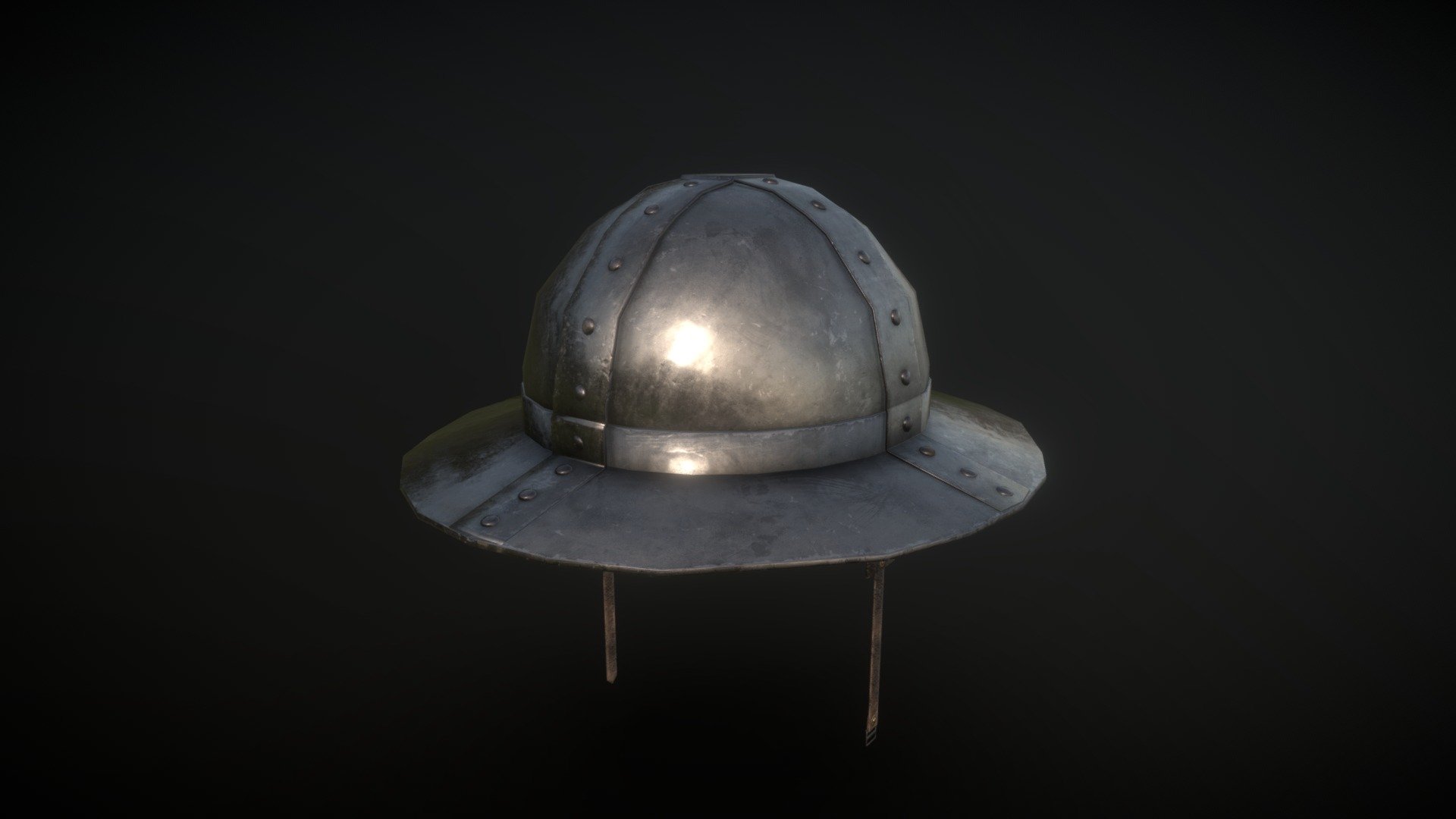 Medieval kettle hat with a medium sized flat rim. Perfect for footmen and the those who like a good mix of protection from missles and the ability to see and breathe - Kettle Hat - Download Free 3D model by iedalton 3d model