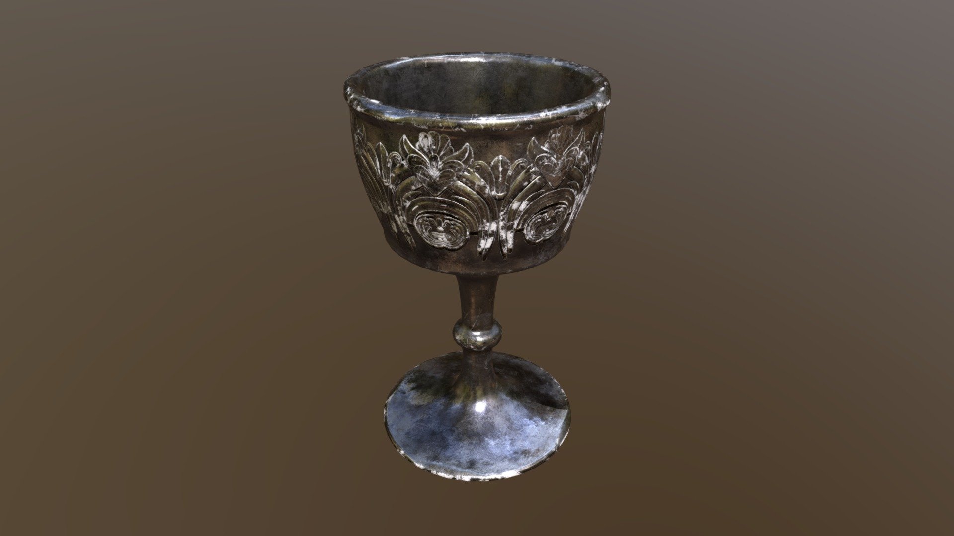 Royal Chalice 3D Model. This model contains the Royal Chalice itself 

All modeled in Maya, textured with Substance Painter.

The model was built to scale and is UV unwrapped properly. Contains only one 4K texture set.  

⦁   5200 tris. 

⦁   Contains: .FBX .OBJ and .DAE

⦁   Model has clean topology. No Ngons.

⦁   Built to scale

⦁   Unwrapped UV Map

⦁   4K Texture set

⦁   High quality details

⦁   Based on real life references

⦁   Renders done in Marmoset Toolbag

Polycount: 

Verts 2602

Edges 5240

Faces 2640

Tris 5200

If you have any questions please feel free to ask me 3d model