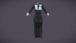 Tail Skirt Bow Tie Club Dress and, white, back, fashion, bow, girls, long, clothes, classy, hot, skirt, nice, dress, tie, tail, realistic, drop, real, beautiful, womens, elegant, wear, formal, evening, metaverse, pbr, low, poly, female, black