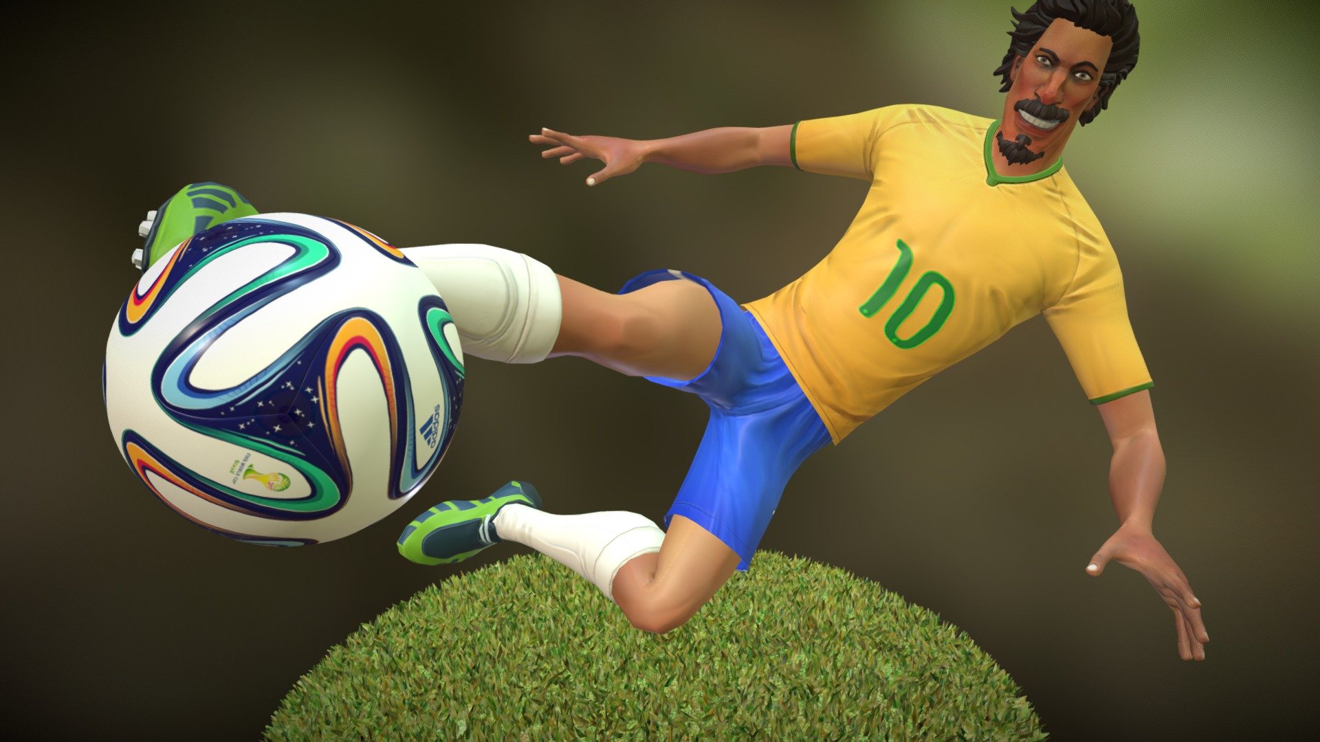 in 2014 I worked in an augmented reality project for Coca-Cola and the Brazilian producer Koi Factory, which recreated a football match for the events of the World Cup the same year. The character above is one of the players who are in the animation. I worked mainly on modeling of character in ZBrush.

For the full information: http://koifactory.com/ - Coca-Cola / Oculos 360 - Character - 3D model by hugobmq 3d model