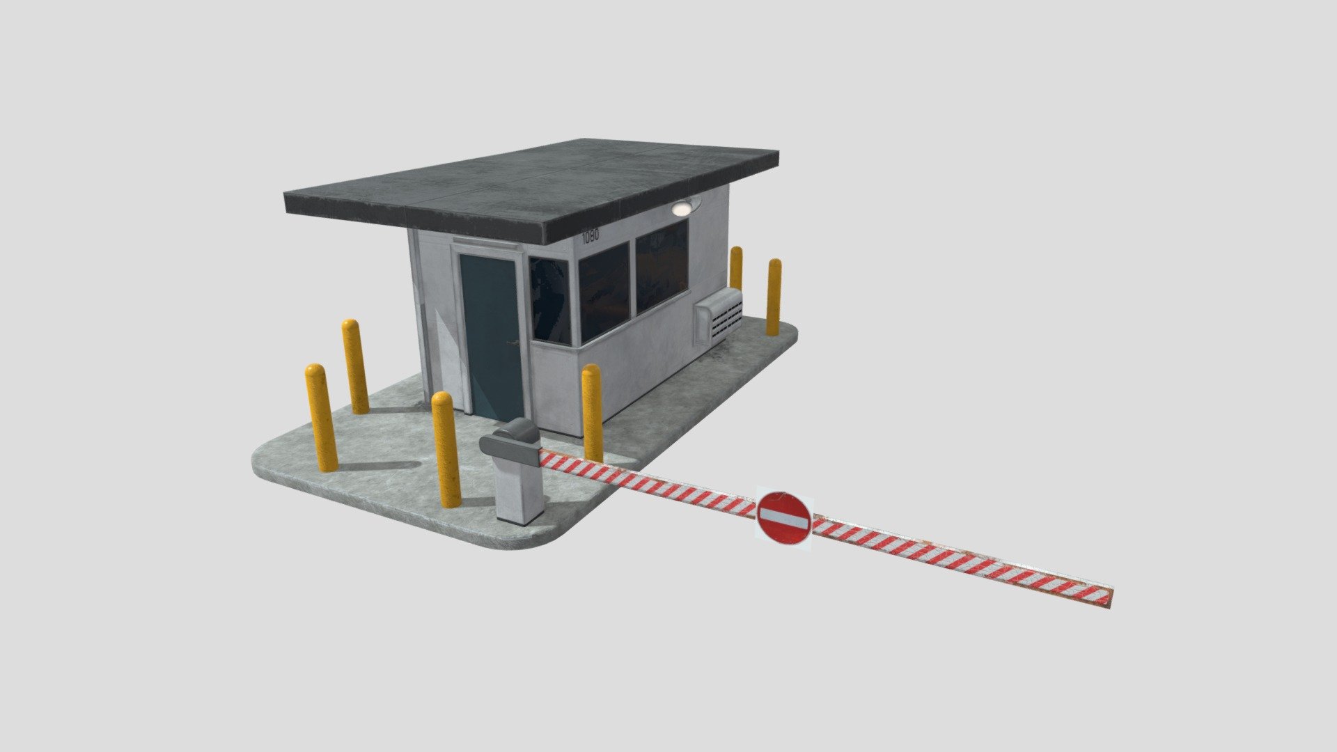 This Guard shack is a perfect addition to any military base, commercial building, or as as a toll booth. The mesh has an empty textured interior with doors that can be opened. The mesh is viewable from all angles and distances.

This Includes:

-The mesh

4K and 2K Textures (Albedo, Metallic, Roughness, Normal, Height)
The mesh is UV Unwrapped with vertex colors for easy retexturing 3d model