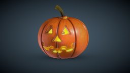 Halloween Pumpkin candle, haloween, mediumpoly, substancepainter, maya, pumpkin, light, festivites