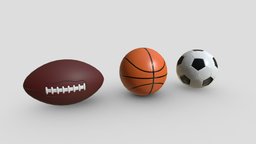 Pack of sports balls football, basketball, pack, sports, american, soccer, bundle, sport, ball