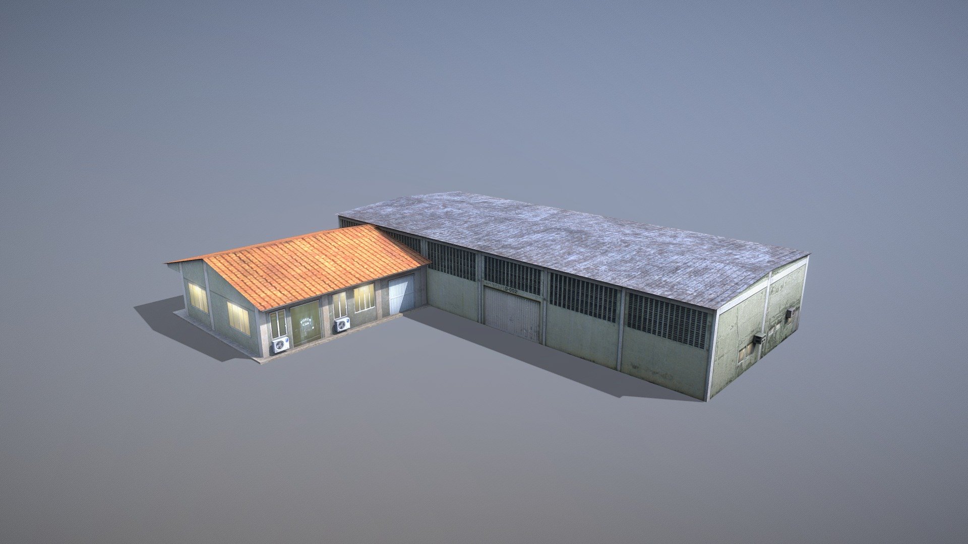 MilitaryBase_PortoVelho_Storage_02

LOD0 - (triangles 139) / (points 97)
LOD1 - (triangles 49) / (points 53)

Low-poly 3D model Airport Storage with LODs


Textures for PBR shader (Albedo, AmbietOcclusion, Gloss, Specular, NormalMap, Emission(night)) they may be used with Unity3D, Unreal Engine. 
All pictures (previews) REALTIME rendering
Textures for NIGHT

Сontains 2 LODs



Textures:


_Storage_01_Albedo.png            - 1024x1024
_Storage_01_AmbietOcclusion.png   - 1024x1024
_Storage_01_Gloss.png         - 1024x1024
_Storage_01_Specular.png      - 1024x1024
_Storage_01_NormalMap.png     - 1024x1024 
_Storage_01_Emission.png      - 1024x1024
+
_Storage_02_Albedo.png            - 512x512
_Storage_02_AmbietOcclusion.png   - 512x512
_Storage_02_Gloss.png         - 512x512
_Storage_02_Specular.png      - 512x512
_Storage_02_NormalMap.png     - 512x512   
_Storage_02_Emission.png      - 512x512



If you have questions about my models or need any kind of help, feel free to contact me and i'll do my best to help you 3d model