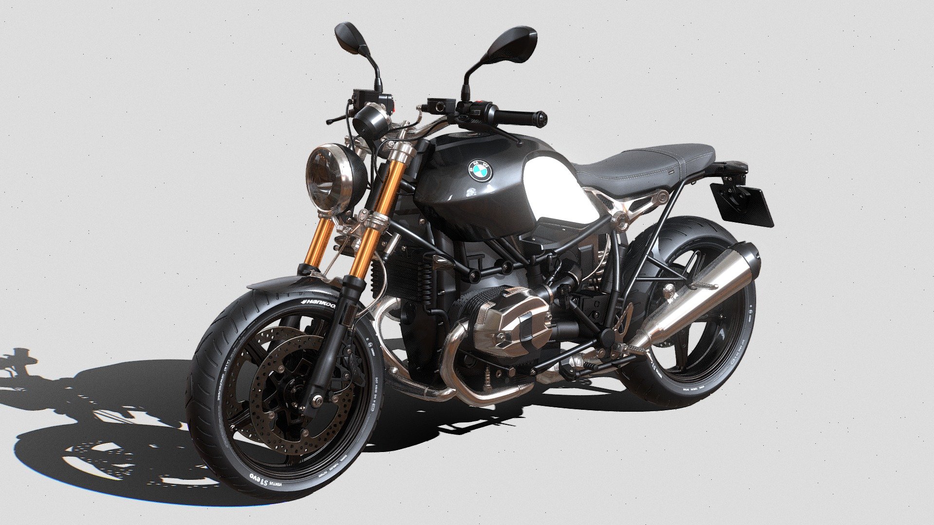 A high quality model of BMW R nineT Game ready VR/AR Compatible.

Every object has material’s name, you can easily change or apply materials.

Low Poly can be used in VR,Games Etc

Specs: All the textures are in jpg format and UVW wrapped. Model is fully textured with based on real object. All textures and materials are included and mapped in every format. Model does not include any backgrounds or scenes used in preview images. Renders made with Blender in Cycles.

This model is high quality, photo realalistic. The model has a fully textured, detailed design that allows for close-up renders, and was originally modeled and Textured in Blender. Fidelity is optimal up to a 4k render

If you liked my model, please leave some feedback. Thank you!

Hope you like it! Also check out my other models, just click on my user name to see complete gallery 3d model