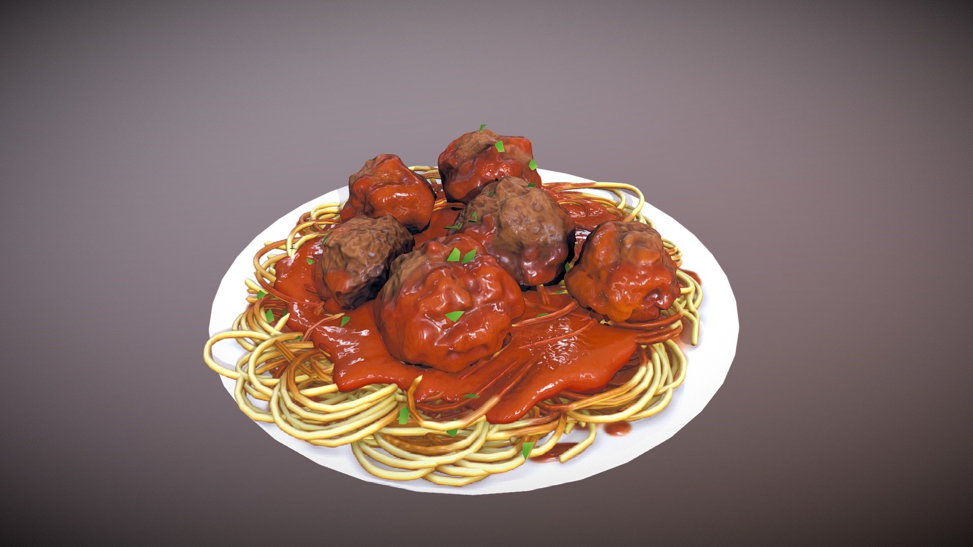Plate of spaghet and meatballs.

Hahaha this started out lowpoly and then I tried to model the actual noodles 3d model