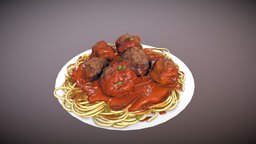 Spaghet pasta, spaghetti, meatballs, displacement-map-test, spaghet