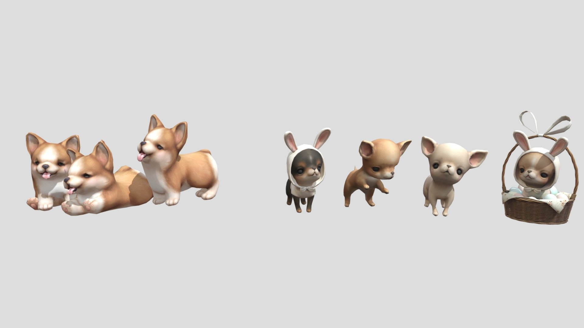 six cute dogs 
different textures and  design 
u will enjoy ! thanku - Cute Dogs - Buy Royalty Free 3D model by wissemridj 3d model
