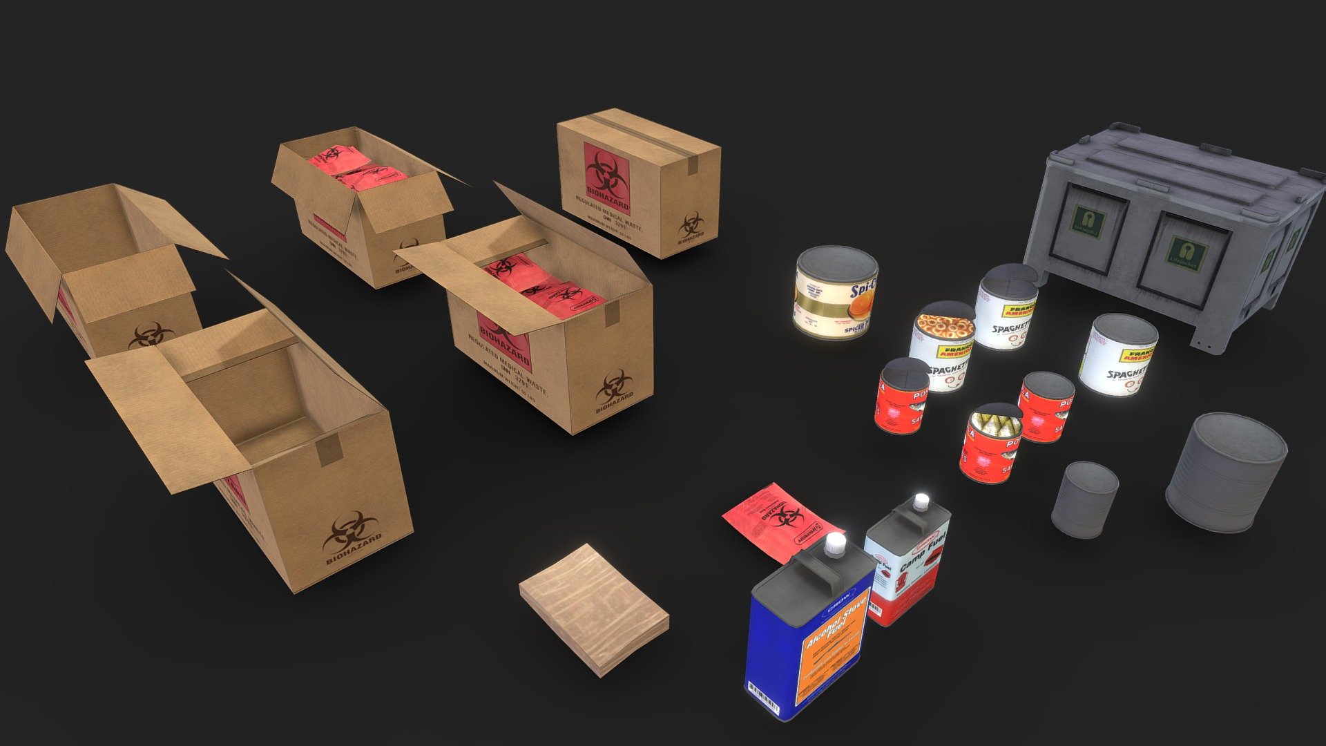 Food Cans & Cardboard Box Props - Buy Royalty Free 3D model by Sameh Aransa (@sameharansa) 3d model