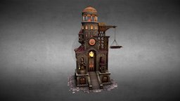 Gnome Tower concept tower, gnome, low-poly, game, 3d, gameart, hand-painted, building