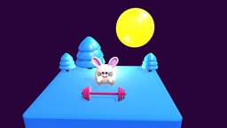 Cartoon Style Rabbit Lifting (Rigged) rabbit, bunny, cute, happy, lovely, adorable, freedownload, cartooncharacter, freemodel, cutecharacter, rigged-and-animation, handpainted, cartoon, lowpoly, rigged, riggedcharacter, carttonstyle