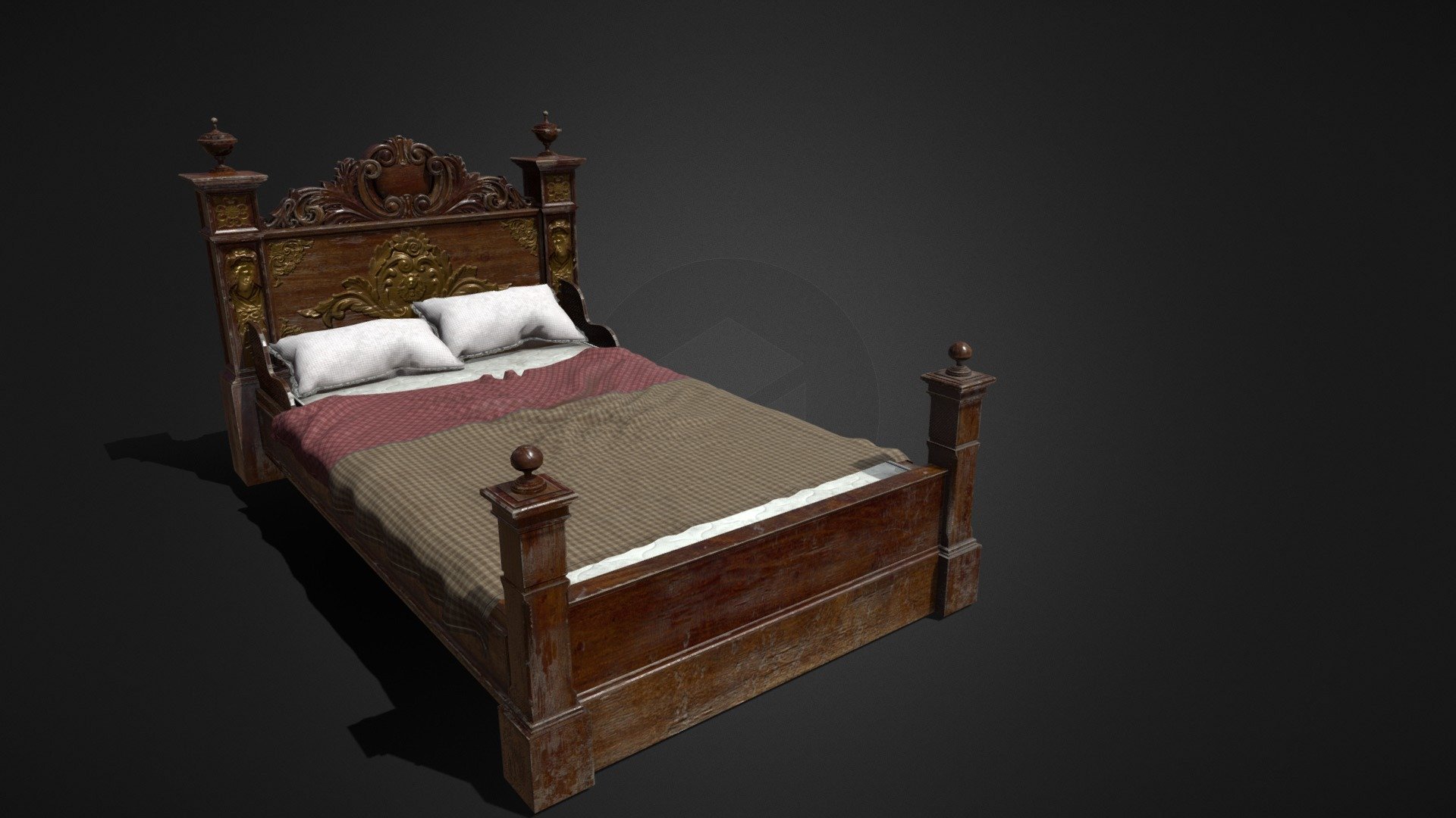 Antique Bed - 3D model by Recpin (@RecpinsTR) 3d model