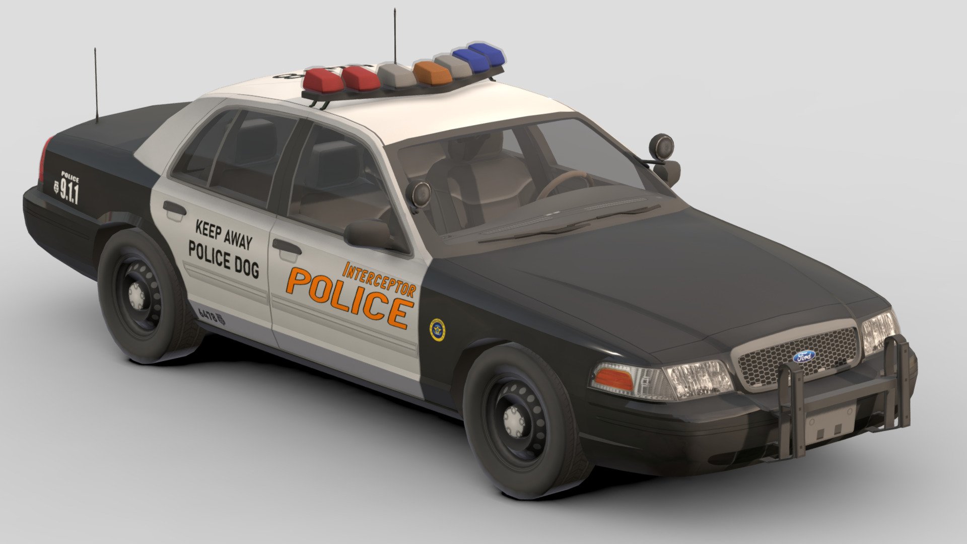Police Car # 9

You can use these models in any game and project.

Low-poly

Average poly count : 30,000

Average number of vertices : 30,000

Textures : 4096 / 2048 / 1024

High quality texture.

format : fbx , obj , 3d max

Isolated parts (Door, steering wheel, wheels, body) 3d model