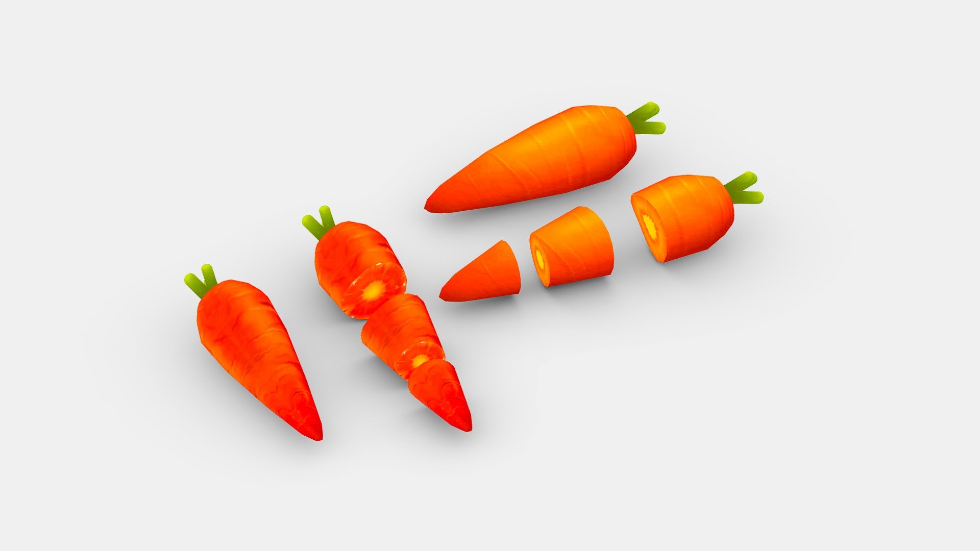 Cartoon Vegetable - carrot and slice - Cartoon Vegetable - carrot and slice - Buy Royalty Free 3D model by ler_cartoon (@lerrrrr) 3d model