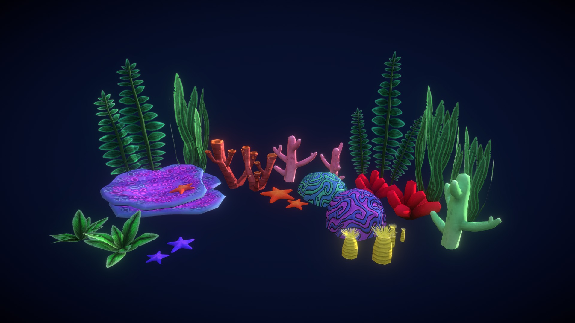 I made this set of assets to use in our underwater parts of our game. It’s for a game called stressjam wich is a vr game made to help people to learn to controll their stress. Its being made by Jamzone and im an intern there 3d model
