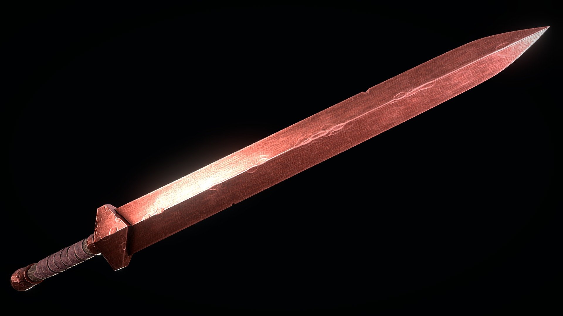 Low-poly 3D model of a Short Copper Sword, sword from Terraria. This model doesn’t contain any n-gons and has optimal topology. This model ha 2K textures 3d model
