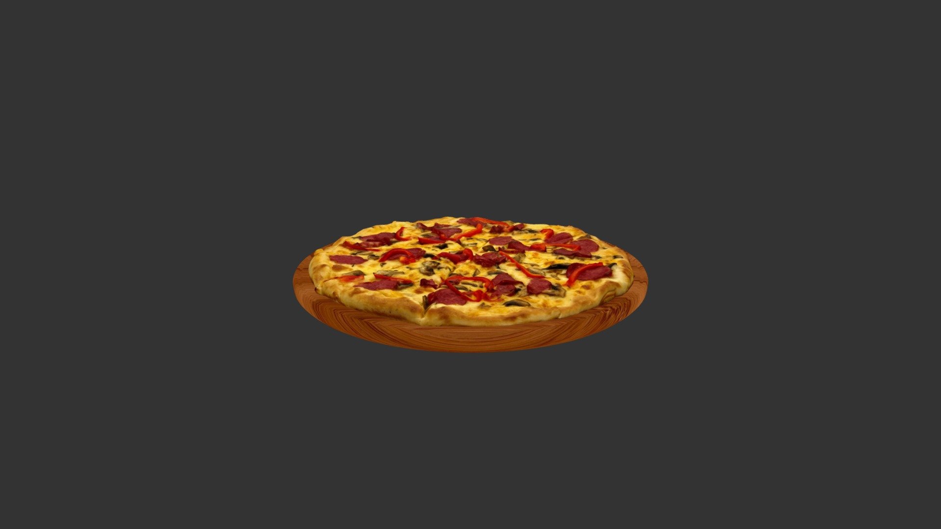 Apper Mushrooms Meat Pizza (Пепперони) - 3D model by alex.alexandrov.a 3d model