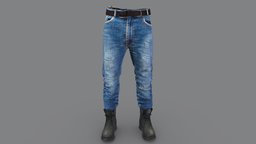 Mens Drop Waist Jeans And Boots leather, fashion, up, clothes, pants, with, stylish, dress, boots, skinny, jeans, combat, drop, belt, mens, lace, handsome, wear, denim, rolled, waist, trendy, pbr, low, poly, male