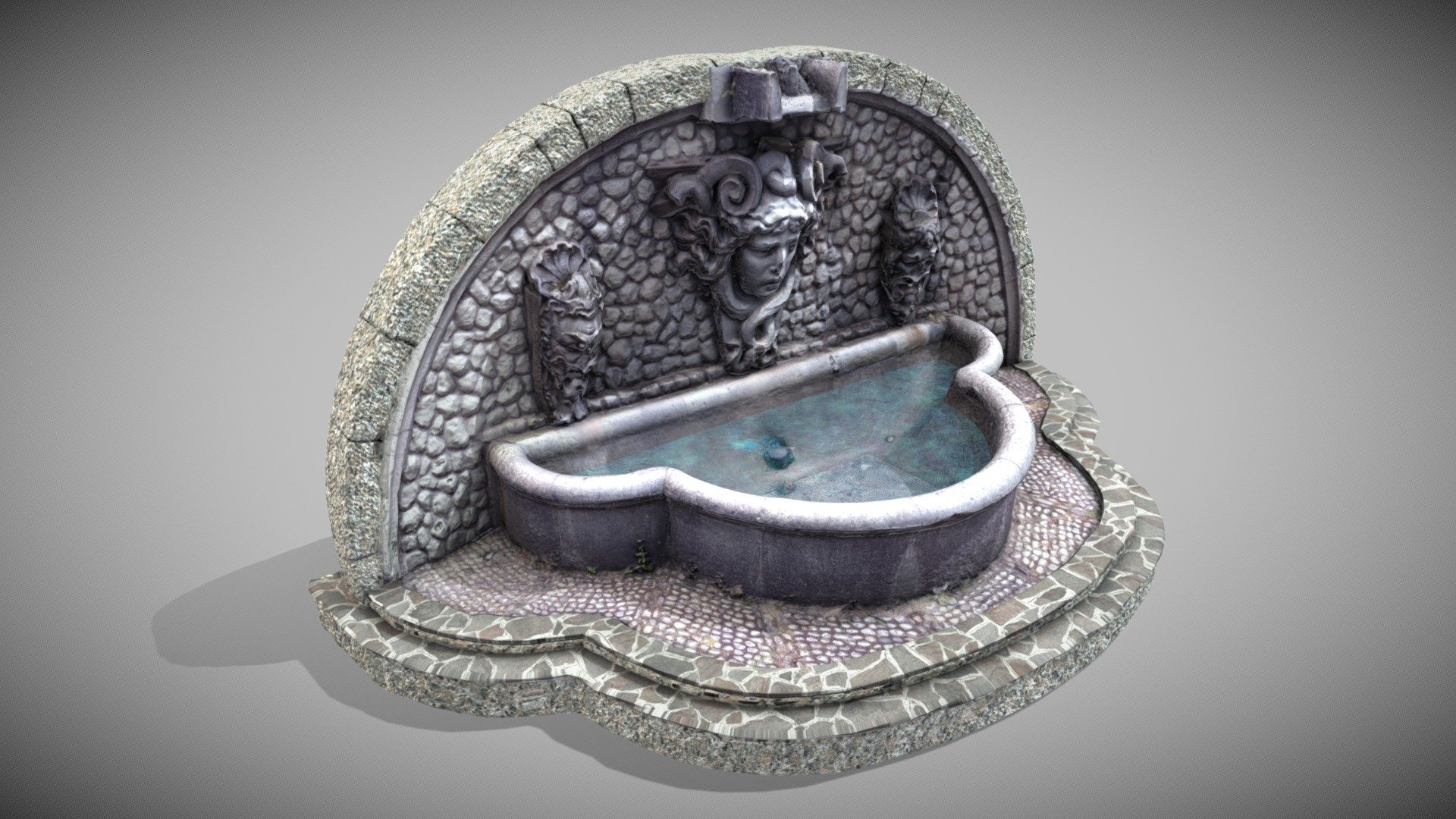 From a nice 3D Scan https://skfb.ly/6MoOv by Giebel here ready for game version - All in One Material 4k - Specular Gloss Workflow - Fountain Rich - 3D model by Francesco Coldesina (@topfrank2013) 3d model