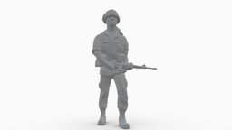 Warrior 0303-11 warrior, soldier, statuette, figurine, miniatures, realistic, character, 3dprint, model, man