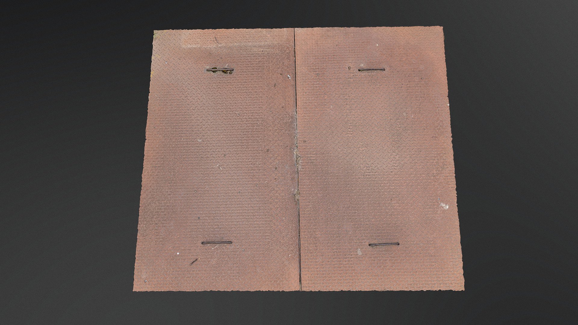 Squre door Rusty metal utility industrial ground cover lid hatch manhole
About 2m wide. 

Photogrammetry scan 160x24MP
16K texture 3d model
