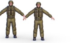 High Poly Subdivision Man Old USSR Soldier