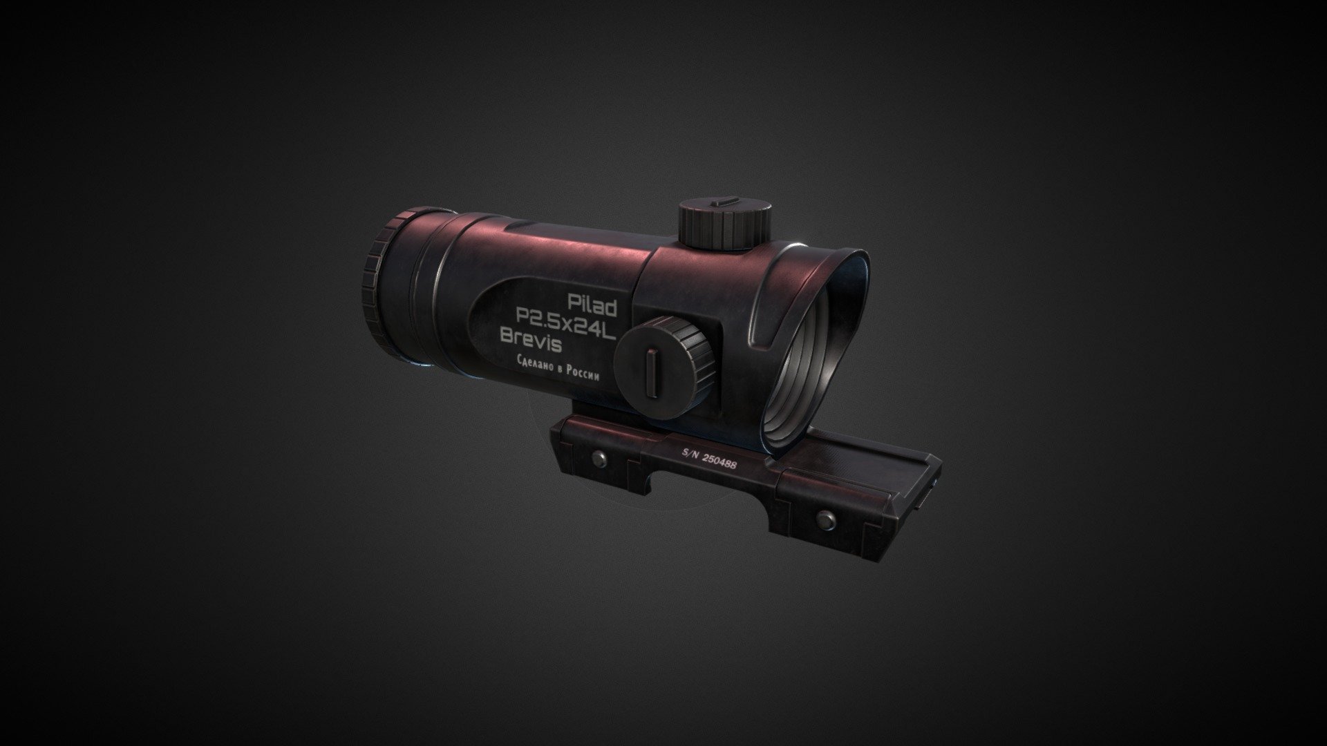 Р2.5Х24 Brevis by VOMZ is lightweight prismatic scope with x2.5 magnification.  

Model have one main PBR Material in 4K plus separate 2k for lense. Black and FDE color available.

Tris: 8K

Verts:4K  

Made in Blender 3d model