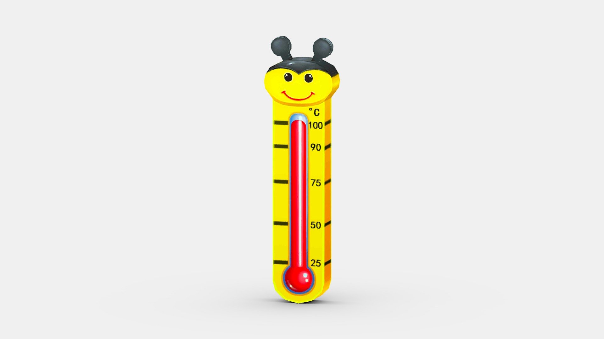 The red part is a separate model that you can use to animate,If you don't need it, delete it - Cartoon bee shape thermometer - 3D model by ler_cartoon (@lerrrrr) 3d model