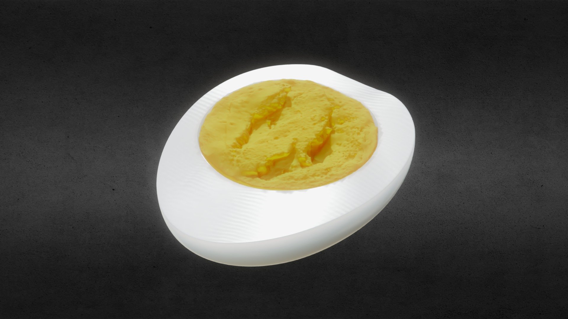 Photorealistic model of a boiled chicken egg cut in half 3d model
