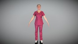 Nurse in pink uniform ready for animation 447
