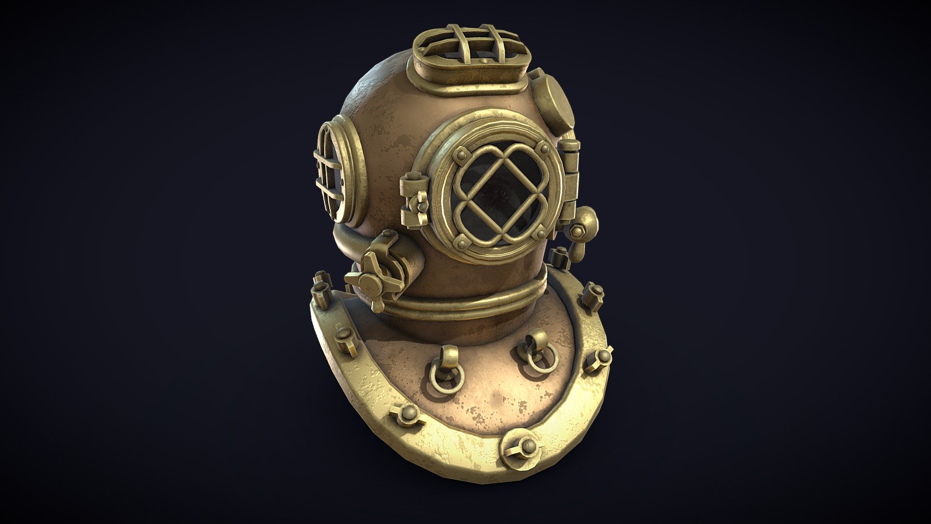 A diving helmet with realistic PBR textures. This model is optimized for real-time usage 3d model