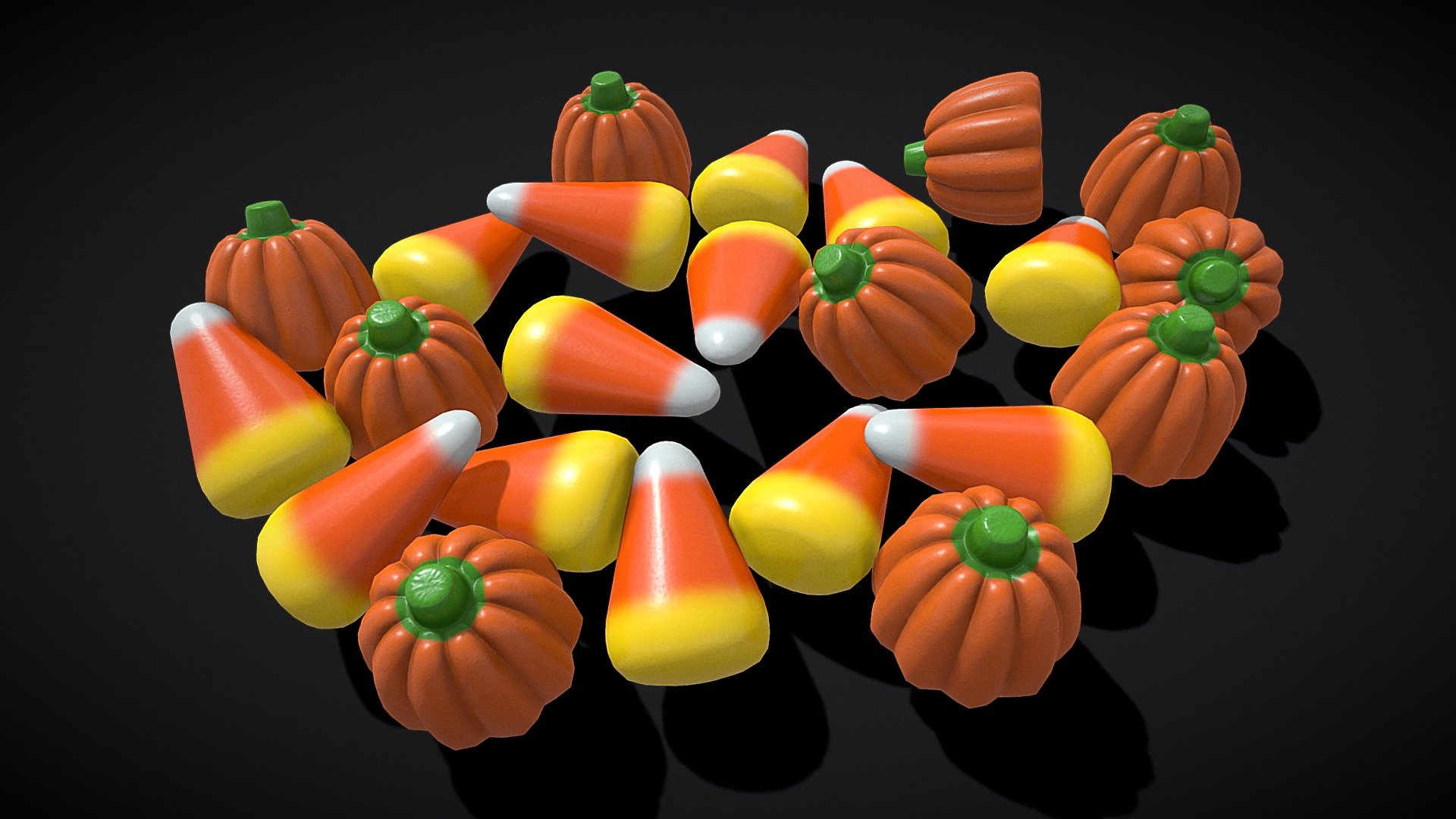 Halloween Candy Corn and Pumpkins 
VR / AR / Low-poly
PBR approved
Geometry Polygon mesh
Polygons 11,900
Vertices 26,526
Textures 4K PNG - Halloween Candy Corn and Pumpkins - Buy Royalty Free 3D model by GetDeadEntertainment 3d model