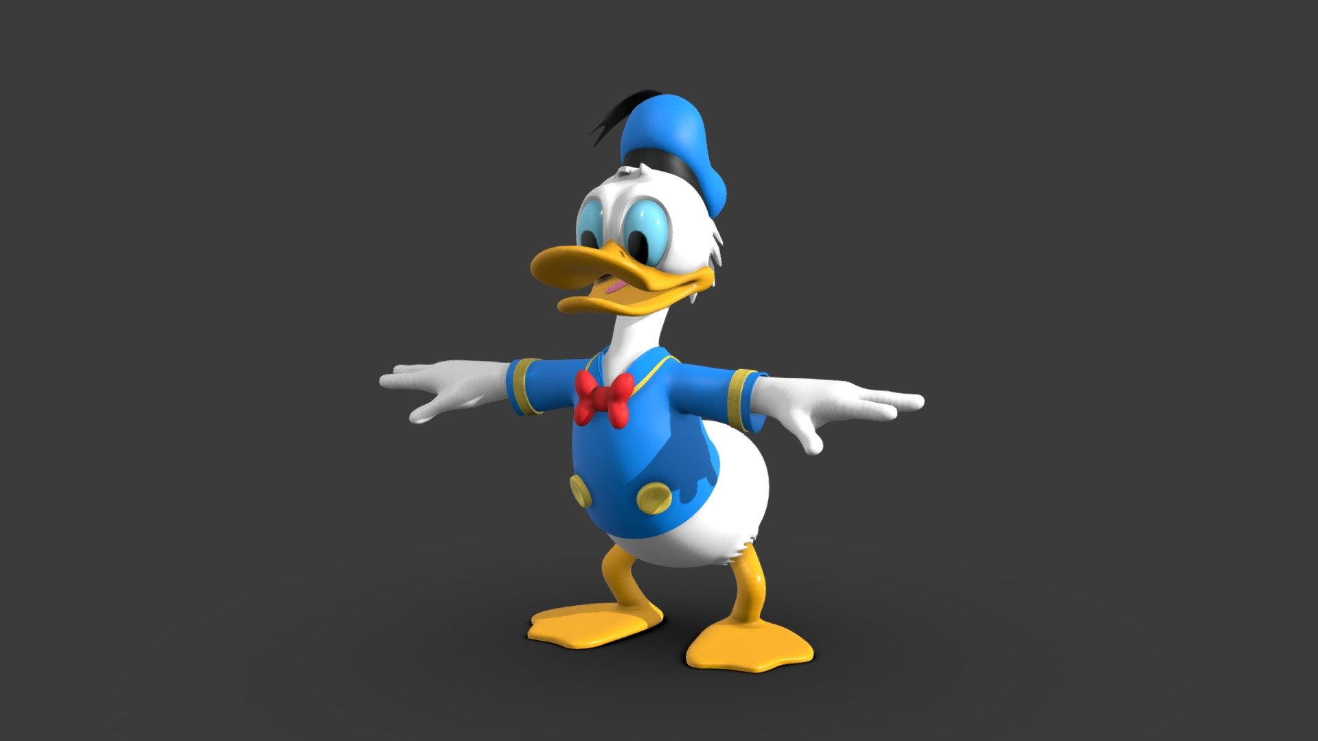 Donald duck made with Zbrush in Tpose to be used as reference or for animation
This model its not rigged - Donald Duck T pose - Buy Royalty Free 3D model by dquintino 3d model