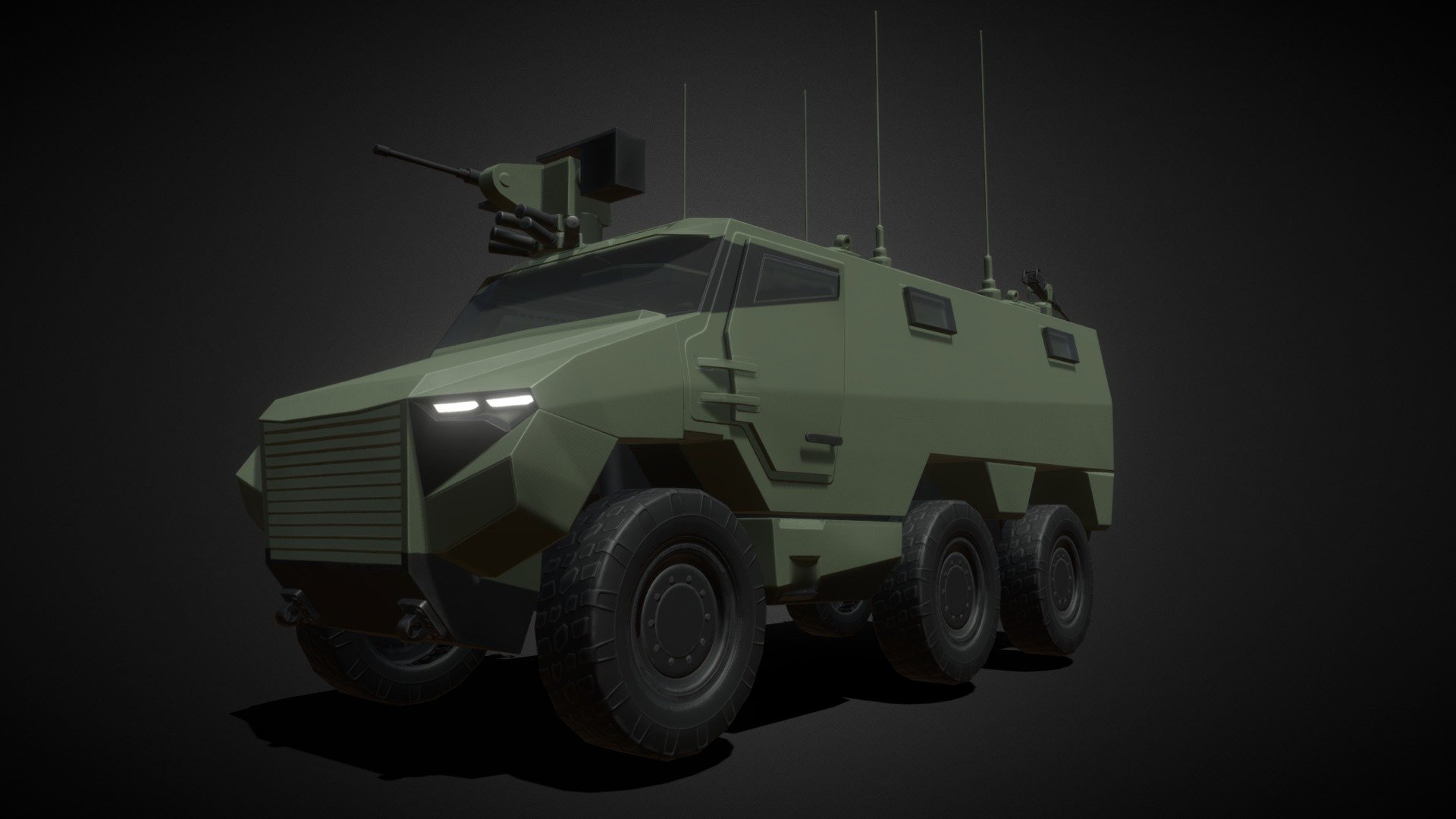 VBMR Griffon.

French military vehicle with green camouflage, clean, ready for real time.
Textured with Substance painter, baked with substance Designer.
Map : Opacity, roughness, Base Color, Emissive, Normal - VBMR Griffon - Green Clean - Low Poly - Buy Royalty Free 3D model by Tronatic 3d model