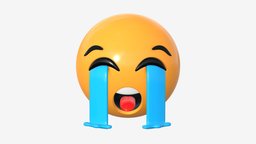 Emoji 042 Loudly crying with tears face, chat, crying, with, sign, eyes, head, facial, mood, emoticon, expression, emotion, emoji, smiley, tears, 3d, pbr, funny, loudly